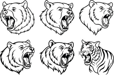 Elegant Line Art Collection of Various Animals
