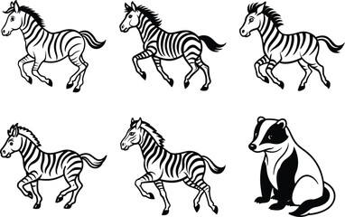 Obraz premium Elegant Line Art Collection of Various Animals