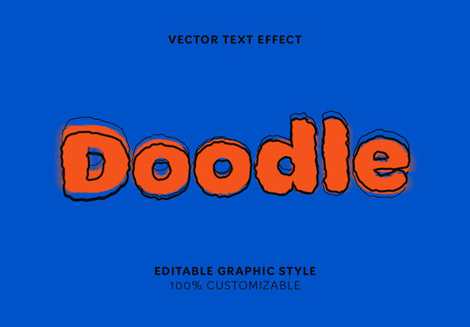 Orange Outlined Doodle Font Trembling Layered Text Effect