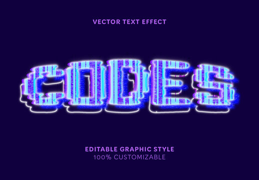 Blue And Purple 3D Glitch Font Distorbed Neon Text Effect