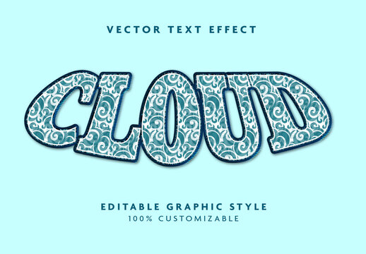 Teal Decorative Patterned Font Bold Outlined Text Effect