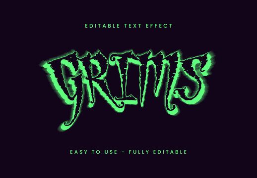 Green And Black Creepy Font Bold Outline Text Effect