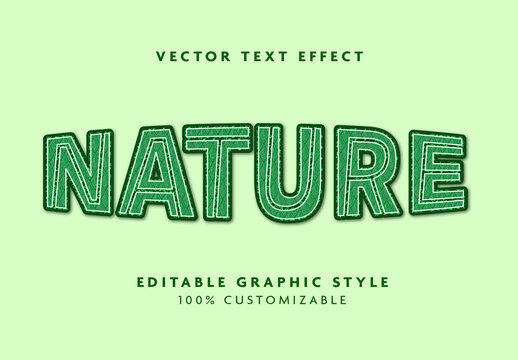 Green Stitch Outline Font Layered Outlined Text Effect
