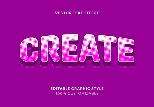 Pink And Purple Halftone Font Bold Comic Text Effect