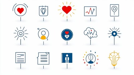 A set of 15 outline icons representing core values