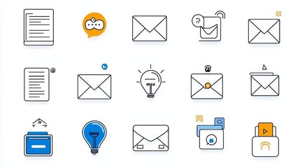 A creative and functional set of 15 outline email and message icons