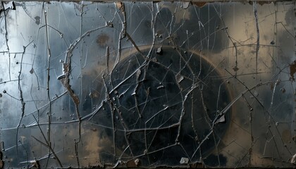 Scraped and worn mirror grunge texture with uneven reflectivity and rough scratches