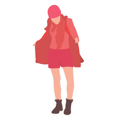 Woman in a red outfit