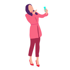 Woman Taking Selfie, Sending Kiss