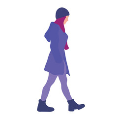 Woman Walking in Winter Clothing