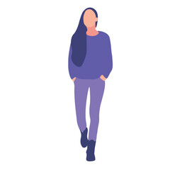 Woman walking in stylish casual wear