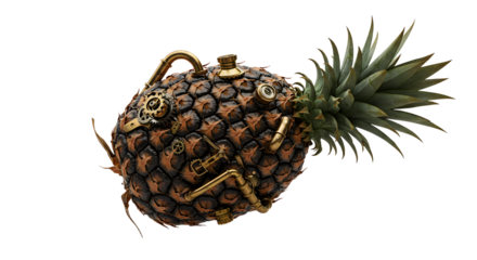 Pineapple with pipes and gears creative steampunk style fruit concept