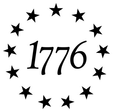 1776 USA America Independence Stars Betsy Ross Logo Sign Graphic Silhouette Shape Clipart Digital Art Illustration