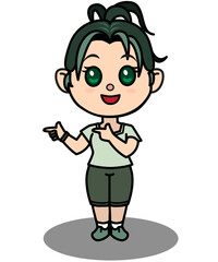 Pointing Introducing Friendly Sport Girl School Girl Vector Editable Graphic Design Human Figure Element