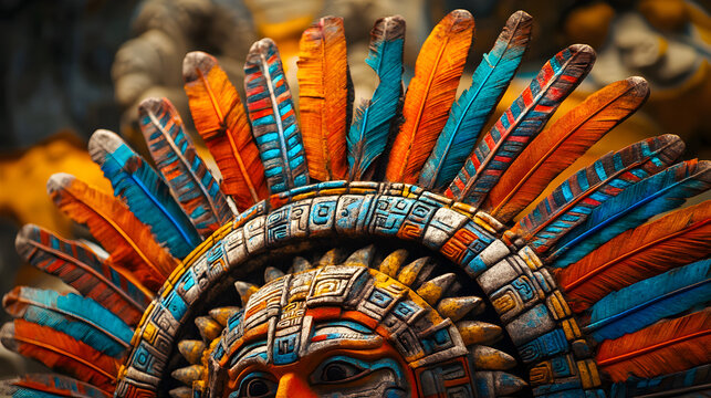 un penacho colorido con plumas grandes y coloridas con un patron de dise&ntilde;o creativo e indigena cultura y tradicion