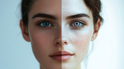 Human vs Robot Face Concept Technology Futuristic Portrait Artificial Intelligence