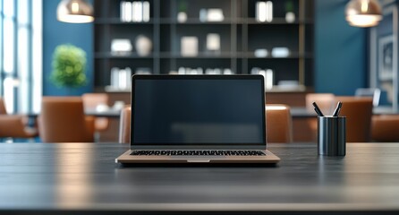 Naklejka premium Modern Office Laptop Workspace