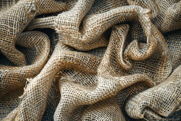 Fototapeta premium Close-Up of Natural Burlap Fabric in a Soft and Crumpled Texture