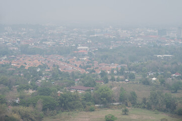 Fototapeta premium An environment in Chiang Rai city covered with bad air pollution such as PM 2.5.