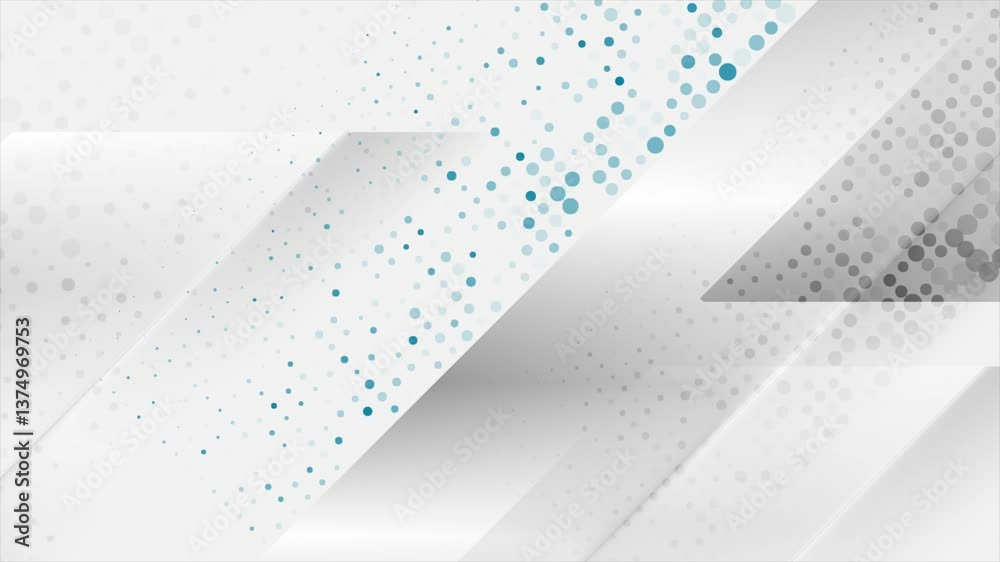 Aufkleber Grey and blue glossy minimal abstract background with dotted lines. Seamless looping geometric tech concept motion design. Video animation Ultra HD 4K 3840x2160