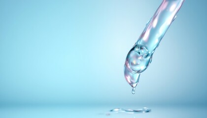 Close-up of water drop from pipette.