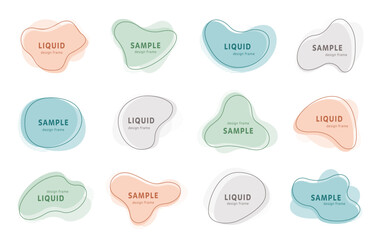 液体シェイプ　ゆるいフレーム　セット　抽象的　ふにゃふにゃ　波型　ベクター　イラスト　線　枠