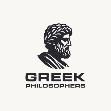 ancient greek philosopher head statue logo design
