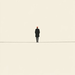 Obraz premium A solitary figure stands against a minimalistic backdrop, evoking feelings of isolation and introspection.