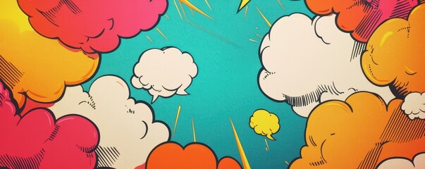 A vibrant bunch of colorful balloons floats gracefully against a clear blue sky, featuring shades of red, yellow, green, and blue, tied together with shiny ribbons, creating a festive atmosphere.