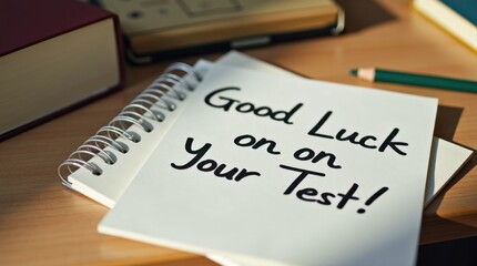 Encouraging note mockup for students study desk educational content cozy environment close-up viewpoint