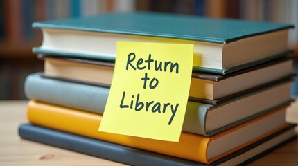 Library books return reminder note mockup cozy study room image displaying organized texts