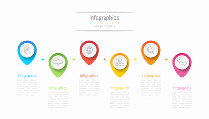 Obraz premium Infographic 6 options design elements for your business data. Vector Illustration.