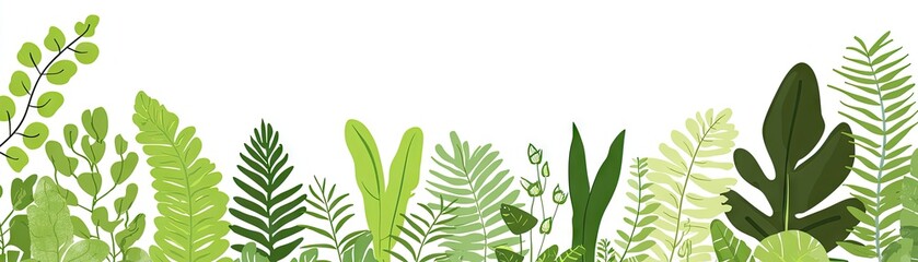 Lush green foliage border; nature backdrop; website header