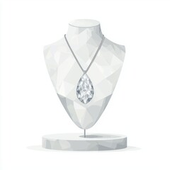 Obraz premium A minimalist jewelry display featuring a teardrop pendant on a sleek, white bust.