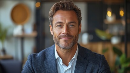 Obraz premium Confident bearded man presenting business valuation insights on future revenue growth and financial opportunities
