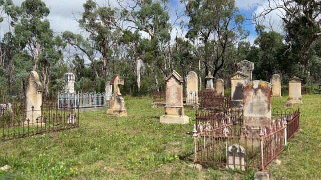 Graveyard very old in the middle of a gumtree forest