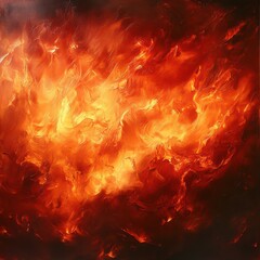 A warm, flickering fire blazes brightly against the backdrop of a pitch-black night, casting dancing shadows and illuminating the surrounding area with a cozy glow.