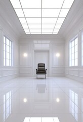 Fototapeta premium Elegant White Room with a Single Chair