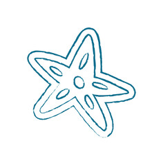 Starfish silhouette shape chalk style. Marine creature shape. Aquatic life, ocean graphic, undersea chalk design, perfect for summer themes and aquarium backgrounds.