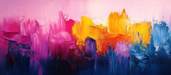 Vibrant abstract impasto painting, colorful strokes, soft light background