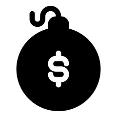 Bomb with dollar icon for debt and financial crisis