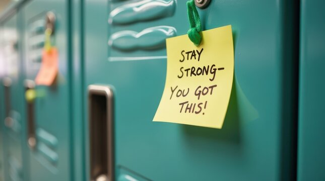 Doctor's note of encouragement at hospital lockers motivational message healthcare environment supportive viewpoint