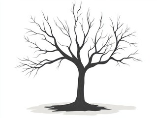 Obraz premium A silhouette of a bare tree with intricate branches, set against a light background, emphasizing its stark and minimalist form.