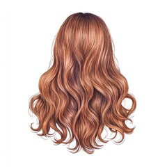 Fototapeta premium A vibrant, flowing hairstyle with soft waves, showcasing rich copper tones and a natural finish.
