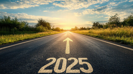 Inspirational Open Road Leading to a Bright Future in 2025
