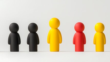 Diverse figures in a line
