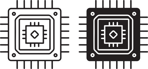 AI processor vector icon. Digital forensic processors icon in flat filled and outline stroke line art.