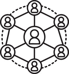 Business network vector icon. Online business marketing group icon in flat filled and outline stroke line art.