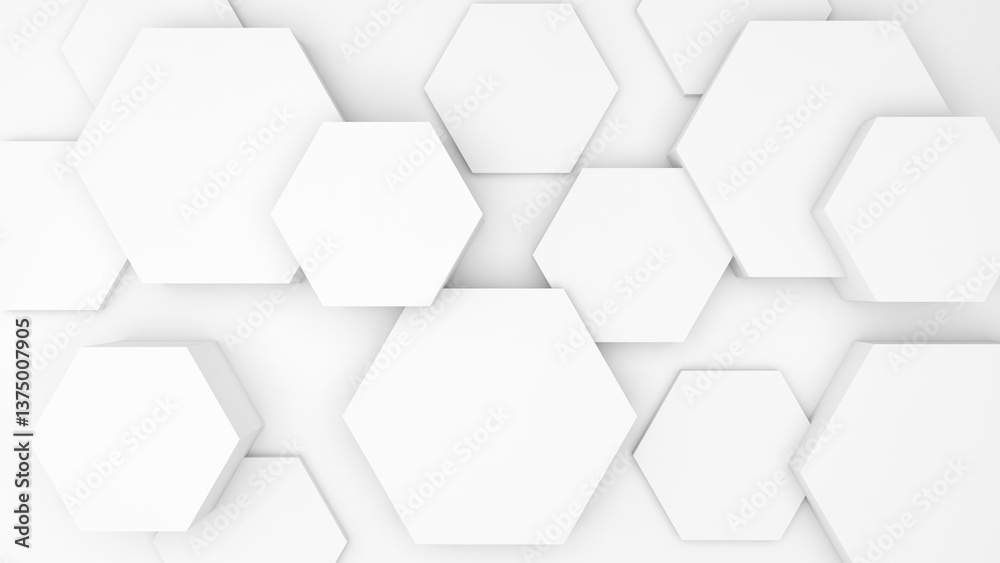Poster abstract geometric background shapes white hexagon in relief, both high and low used to add differen