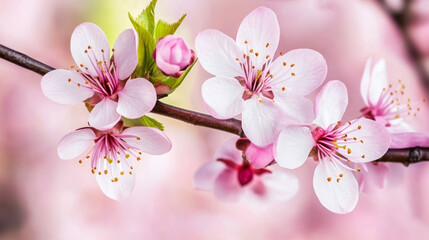 Naklejka premium Beautiful cherry blossoms in soft pink hues